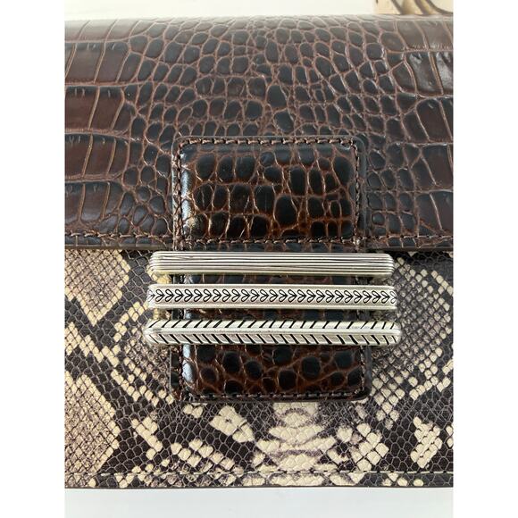 BRIGHTON ANIMAL PRINT BROWN GRAY LEATHER SMALLCROSSBODY BAG - Picture 14 of 16